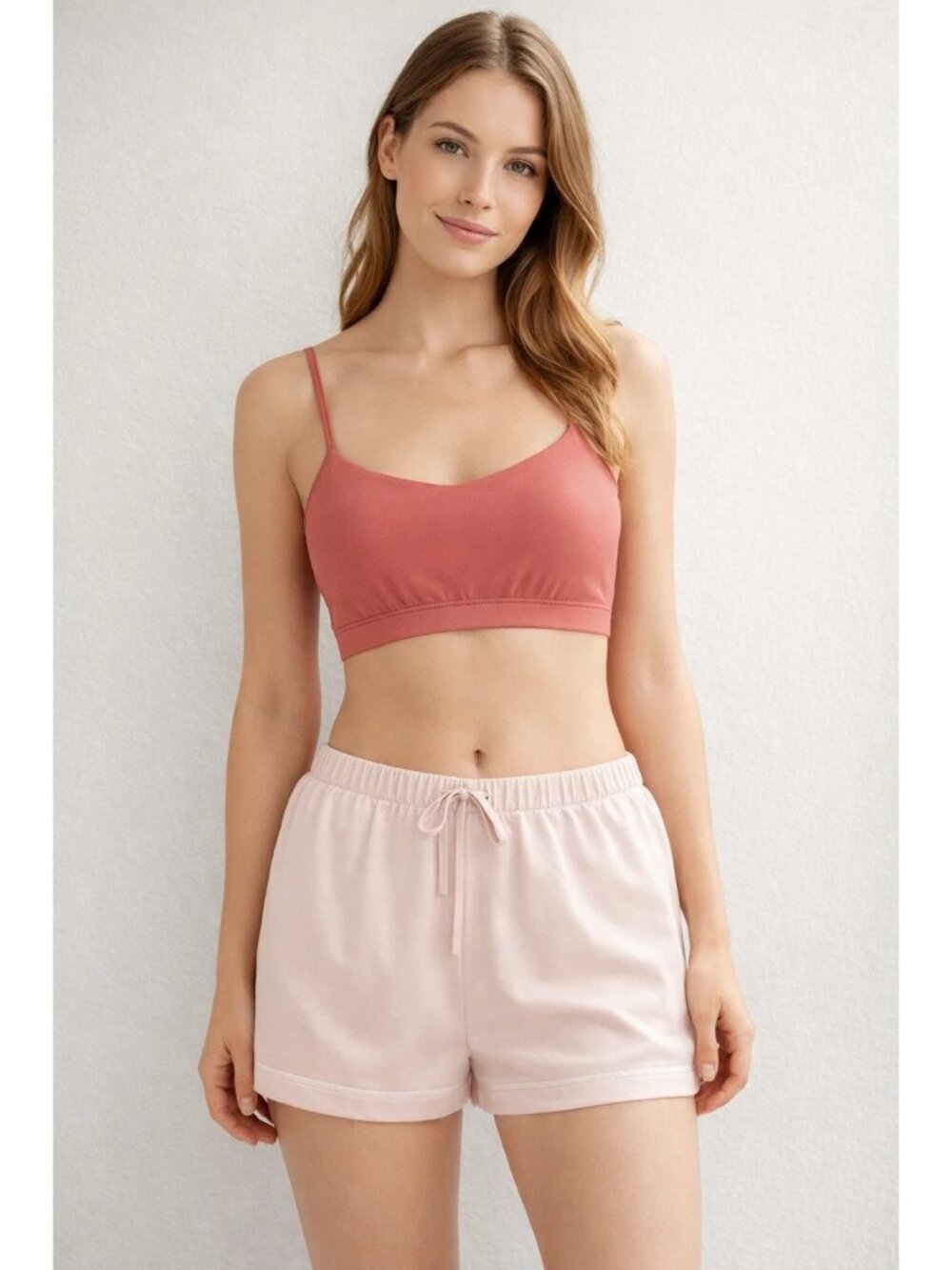 Auden size SMALL Luxe Stretch Unlined Scoop Bralette Coral NEW